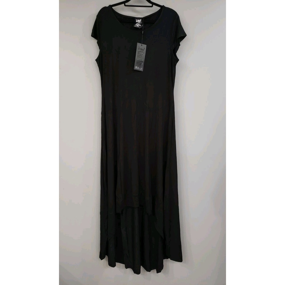 NEW 2XL KILLSTAR RIPLEY MAXI DRESS TSHIRT HIGH LOW TSHIRT SOLID BLACK